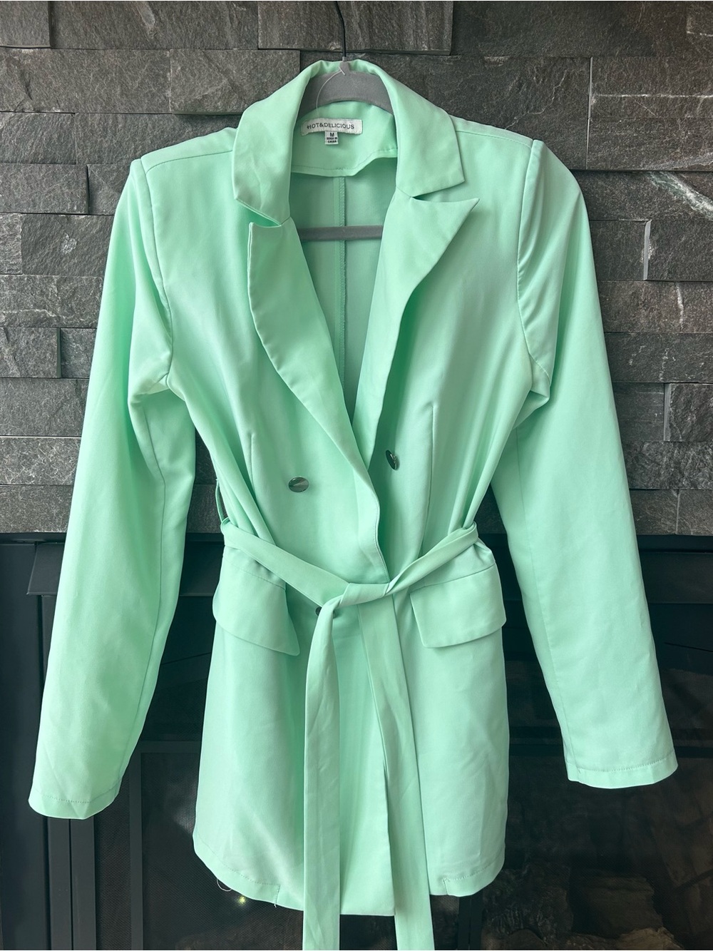 Hot & Delicious Mint Green Belted Blazer Dress / Longline Jacket